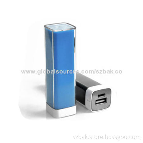 Promotional OEM Logo Lipstick Li-ion Battery Cell Power Bank, 2,200mAh Capacity, 5V/1A Input
